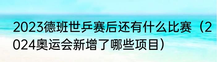 2023德班世乒赛后还有什么比赛（2024奥运会新增了哪些项目）