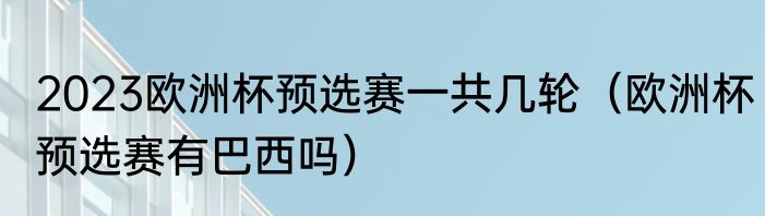 2023欧洲杯预选赛一共几轮（欧洲杯预选赛有巴西吗）