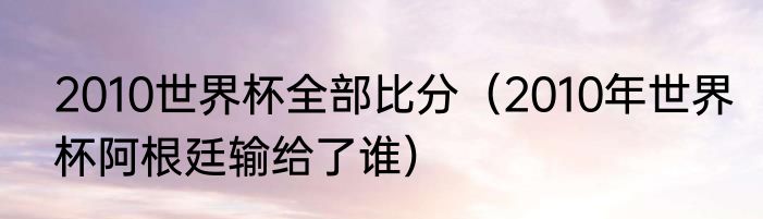 2010世界杯全部比分（2010年世界杯阿根廷输给了谁）