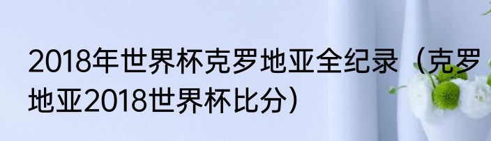 2018年世界杯克罗地亚全纪录（克罗地亚2018世界杯比分）