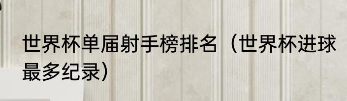 世界杯单届射手榜排名（世界杯进球最多纪录）