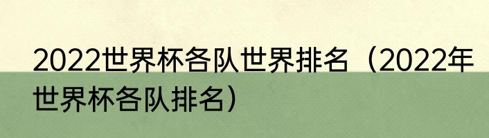 2022世界杯各队世界排名（2022年世界杯各队排名）