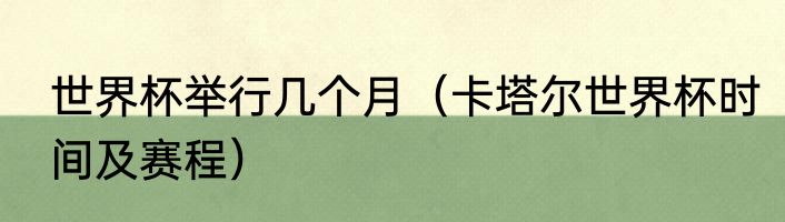 世界杯举行几个月（卡塔尔世界杯时间及赛程）