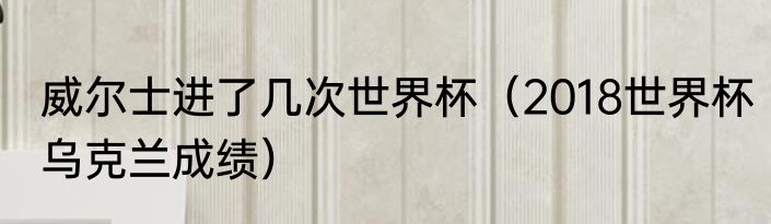 威尔士进了几次世界杯（2018世界杯乌克兰成绩）