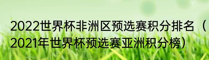 2022世界杯非洲区预选赛积分排名（2021年世界杯预选赛亚洲积分榜）