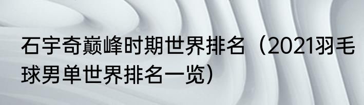 石宇奇巅峰时期世界排名（2021羽毛球男单世界排名一览）