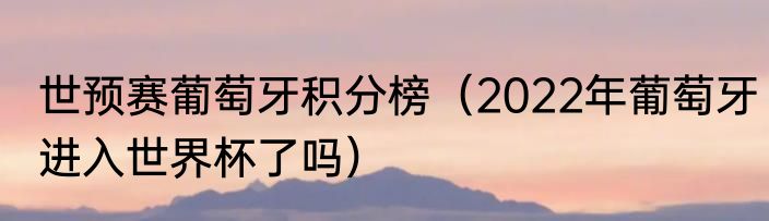 世预赛葡萄牙积分榜（2022年葡萄牙进入世界杯了吗）