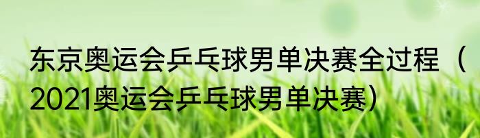 东京奥运会乒乓球男单决赛全过程（2021奥运会乒乓球男单决赛）