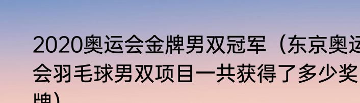 2020奥运会金牌男双冠军（东京奥运会羽毛球男双项目一共获得了多少奖牌）