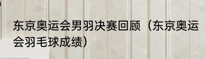 东京奥运会男羽决赛回顾（东京奥运会羽毛球成绩）