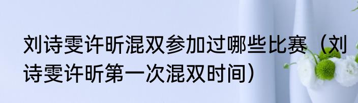 刘诗雯许昕混双参加过哪些比赛（刘诗雯许昕第一次混双时间）