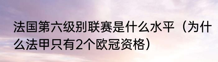 法国第六级别联赛是什么水平（为什么法甲只有2个欧冠资格）