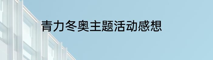青力冬奥主题活动感想