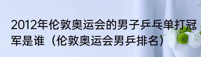 2012年伦敦奥运会的男子乒乓单打冠军是谁（伦敦奥运会男乒排名）
