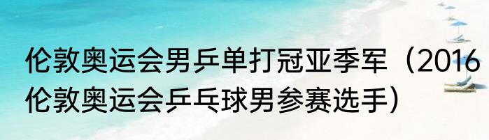 伦敦奥运会男乒单打冠亚季军（2016伦敦奥运会乒乓球男参赛选手）