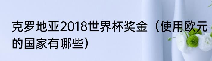 克罗地亚2018世界杯奖金（使用欧元的国家有哪些）