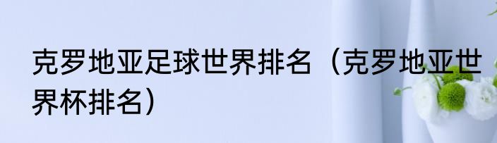 克罗地亚足球世界排名（克罗地亚世界杯排名）