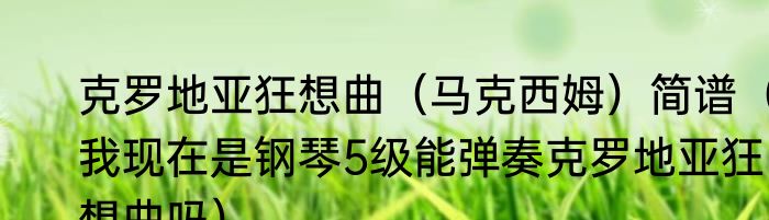 克罗地亚狂想曲（马克西姆）简谱（我现在是钢琴5级能弹奏克罗地亚狂想曲吗）