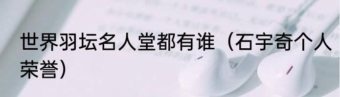 世界羽坛名人堂都有谁（石宇奇个人荣誉）