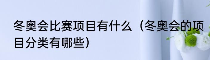 冬奥会比赛项目有什么（冬奥会的项目分类有哪些）