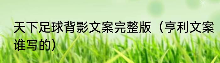 天下足球背影文案完整版（亨利文案谁写的）