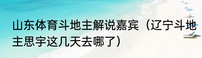 山东体育斗地主解说嘉宾(辽宁斗地主思宇这几天去哪了)