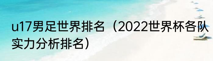 u17男足世界排名（2022世界杯各队实力分析排名）
