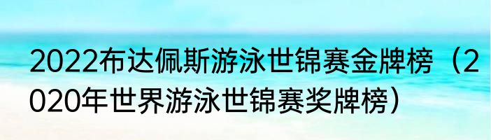 2022布达佩斯游泳世锦赛金牌榜（2020年世界游泳世锦赛奖牌榜）