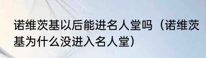 诺维茨基以后能进名人堂吗（诺维茨基为什么没进入名人堂）