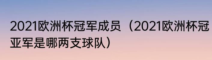 2021欧洲杯冠军成员（2021欧洲杯冠亚军是哪两支球队）