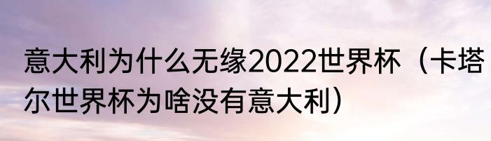 意大利为什么无缘2022世界杯（卡塔尔世界杯为啥没有意大利）
