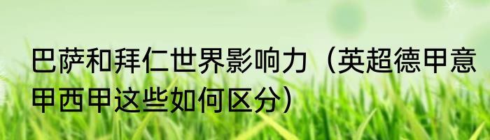 巴萨和拜仁世界影响力（英超德甲意甲西甲这些如何区分）