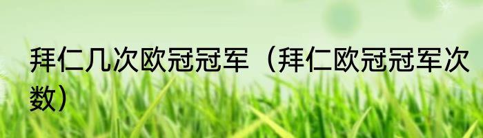 拜仁几次欧冠冠军（拜仁欧冠冠军次数）