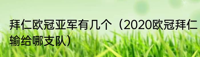 拜仁欧冠亚军有几个（2020欧冠拜仁输给哪支队）