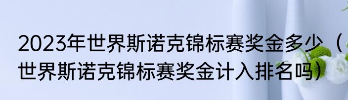 2023年世界斯诺克锦标赛奖金多少（世界斯诺克锦标赛奖金计入排名吗）