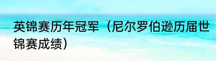 英锦赛历年冠军（尼尔罗伯逊历届世锦赛成绩）