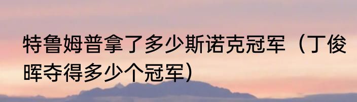 特鲁姆普拿了多少斯诺克冠军（丁俊晖夺得多少个冠军）