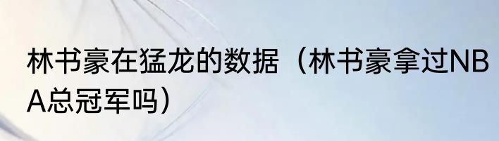 林书豪在猛龙的数据（林书豪拿过NBA总冠军吗）