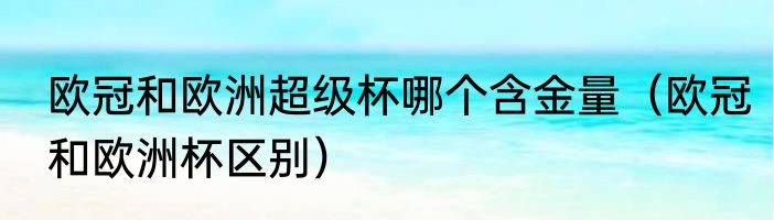 欧冠和欧洲超级杯哪个含金量（欧冠和欧洲杯区别）
