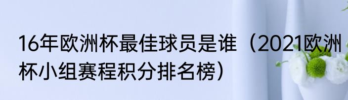 16年欧洲杯最佳球员是谁（2021欧洲杯小组赛程积分排名榜）