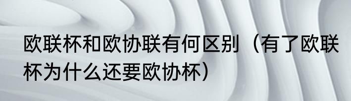 欧联杯和欧协联有何区别（有了欧联杯为什么还要欧协杯）