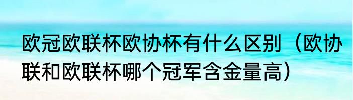 欧冠欧联杯欧协杯有什么区别（欧协联和欧联杯哪个冠军含金量高）