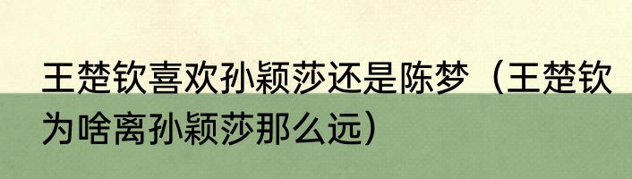 王楚钦喜欢孙颖莎还是陈梦（王楚钦为啥离孙颖莎那么远）