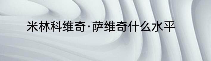 米林科维奇·萨维奇什么水平