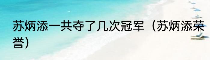 苏炳添一共夺了几次冠军（苏炳添荣誉）