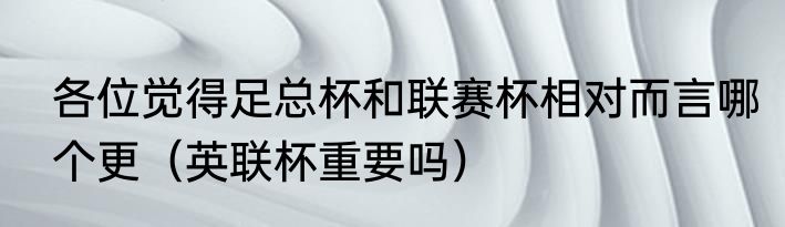 各位觉得足总杯和联赛杯相对而言哪个更（英联杯重要吗）