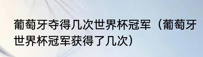 葡萄牙夺得几次世界杯冠军（葡萄牙世界杯冠军获得了几次）