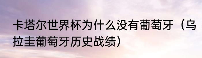 卡塔尔世界杯为什么没有葡萄牙（乌拉圭葡萄牙历史战绩）