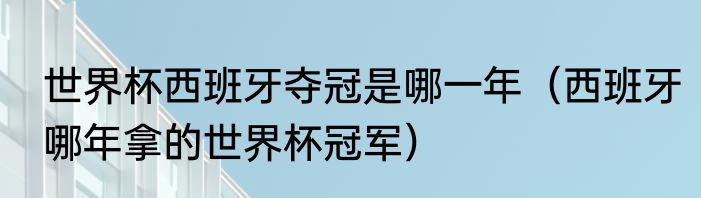 世界杯西班牙夺冠是哪一年（西班牙哪年拿的世界杯冠军）