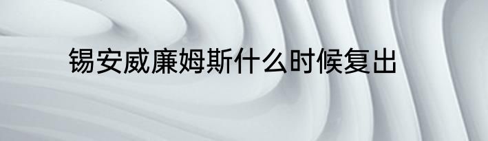 锡安威廉姆斯什么时候复出